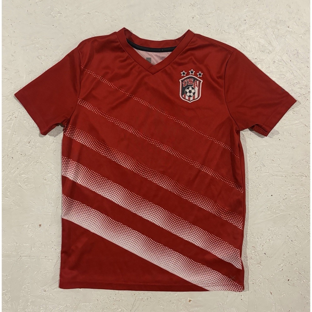 USA USMNT Soccer Jersey World Cup Youth Large Red Short Sleeve Athletic